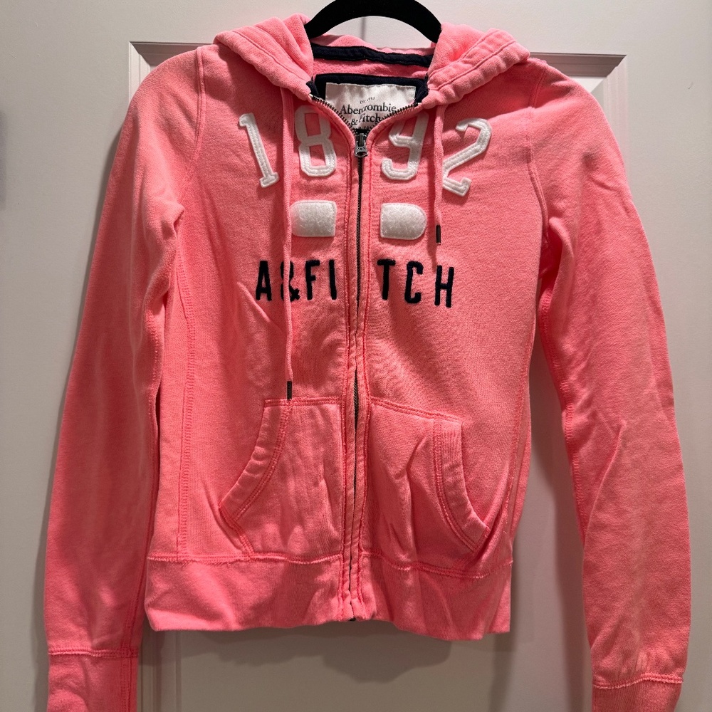 Abercrombie & Fitch Bright Pink Hood Zip-up